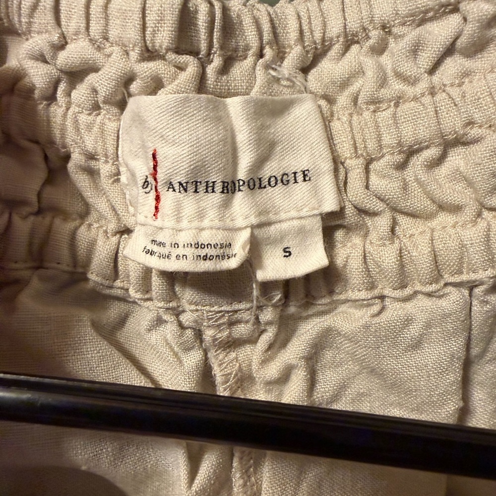 Anthropologie Natural Cream Smocked Waist Shorts